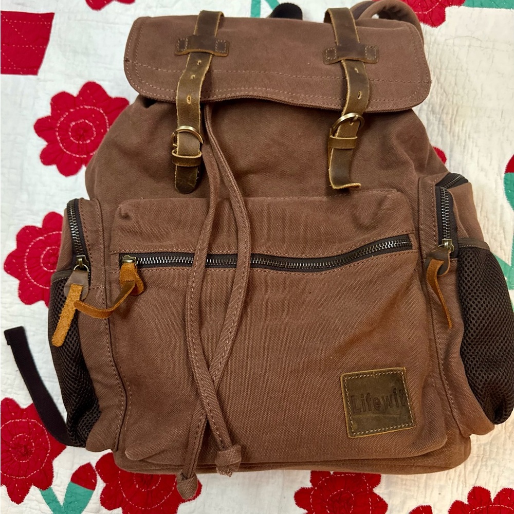 Vintage Lifewit Outdoor Canvas Military Backbag Travel Hiking Camping Bag